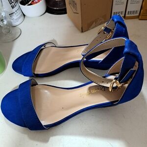 099) Dream‎ Pairs Royal Blue Ankle Strap Heels Size 6